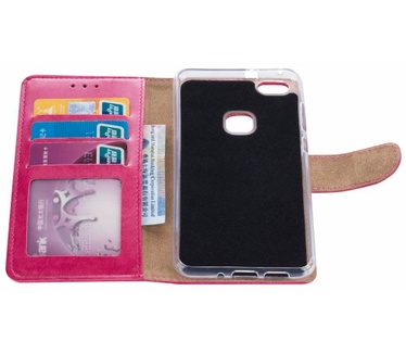 Luxe Lederen Bookcase hoesje voor de Huawei P10 Lite - Roze (Huawei P10 Lite) Roze