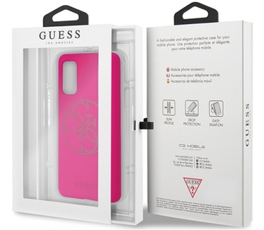 Guess Silicone 4G Circle Hard Case Samsung Galaxy S20 - Fuchsia  Roze