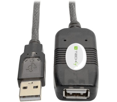 Techly Active Extension Cable USB 2.0 Hi-Speed 10m IUSB-REP10TY Zwart