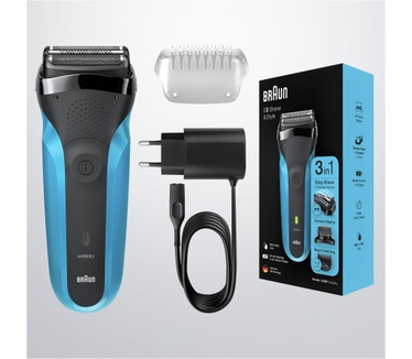Braun Series 3 Shave&Style 310BT Elektrisch Scheerapparaat, Wet&Dry Scheermes Voor Man, Zwart/Blauw