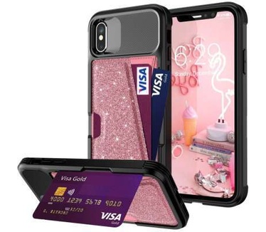 qMust Apple iPhone XS / X Hybrid Card Holder Hoesje Rose Goud