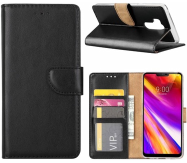 Luxe Lederen Bookcase hoesje voor de LG G7 ThinQ - Zwart (LG G7 ThinQ) Zwart