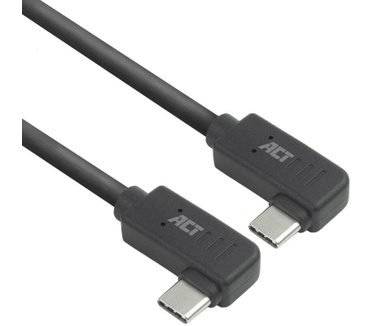 ACT USB 3.0 10Gbps 60W USB Type-C (haaks links/rechts) naar USB Type-C (haaks links/rechts) kabel, 1 meter