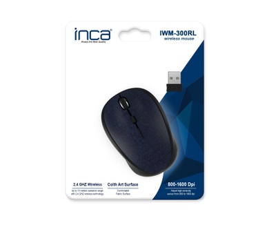 Inca Draadloze muis, draagbaar, 1600 dpi ledverlichting, 2,4 GHz.