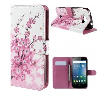 Acer Liquid Z530 Wallet Case - TPU binnenwerk - Pink Blossom
