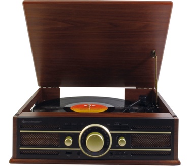 Soundmaster PL550BR Platenspeler met radio, USB, en encoding functie