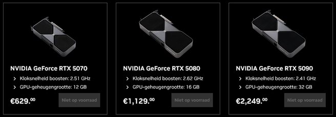 Nvidia RTX 50 FE-europrijzen maart 2025