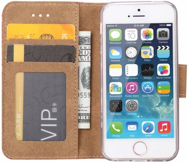 Marmer print lederen Bookcase hoesje voor de Apple iPhone SE - Wit (Apple iPhone SE) Wit