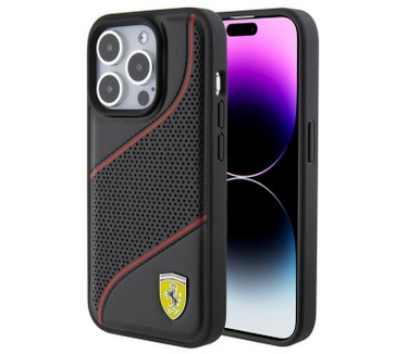 Ferrari Perforated Line Back Case - iPhone 15 Pro (6.1") - Zwart Zwart