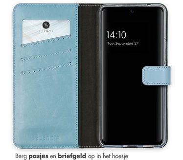 Selencia Echt Lederen Bookcase Samsung Galaxy A53 - Air Blue