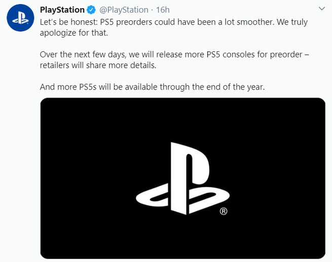 ps5 pre orders sorry tweet