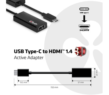 Club 3D USB 3.1 Type C naar HDMI 1.4a 3D Actieve Adapter