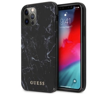 Guess Marble Hard Case voor Apple iPhone 12/12 Pro (6.1") Zwart