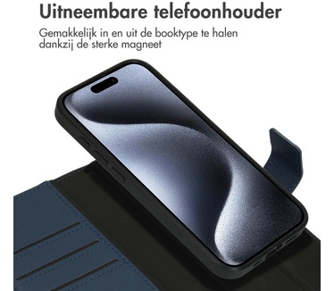 Accezz Premium Leather 2 in 1 Wallet Bookcase iPhone 15 Pro - Donkerblauw
