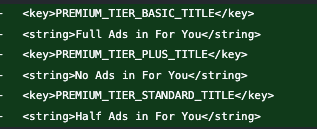 Code met referenties naar drie Premium-abonnementsvormen op X