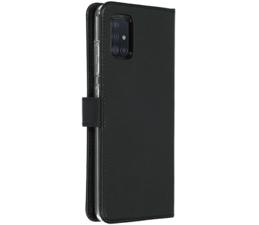 Selencia Echt Lederen Bookcase Samsung Galaxy A51 - Zwart
