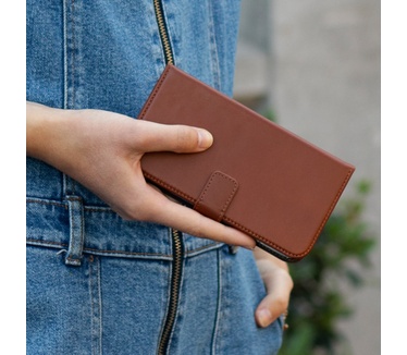 Selencia Echt Lederen Bookcase iPhone Xr - Bruin