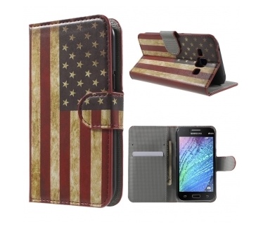 qMust Samsung Galaxy J1 Wallet Case - hoesje met stand - USA