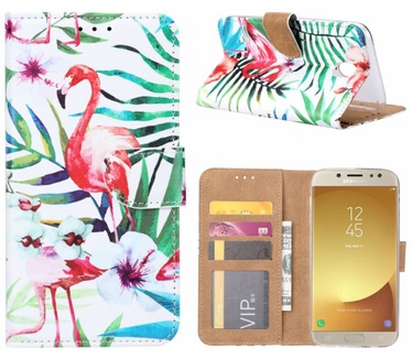 Flamingo print lederen Bookcase hoesje voor de Samsung Galaxy J7 2017 - Wit (Samsung Galaxy J7 2017) Wit