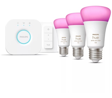 Philips Hue Starterkit E27 White & Color Ambiance 1100 lumen (3 lampen, Bridge en Dimmer Switch)