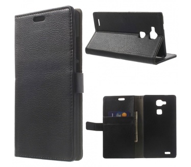 Kees Lederlook Portemonnee Hoesje Ascend Mate 7 - Zwart