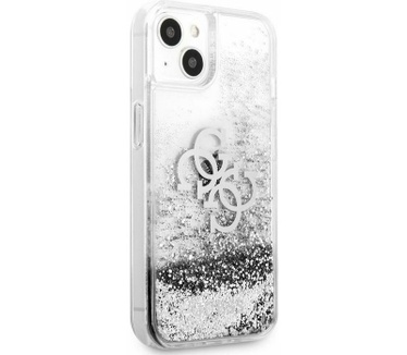 Guess Big 4G Liquid Glitter Case - iPhone 13 Mini (5.4") - Zilver Zilver
