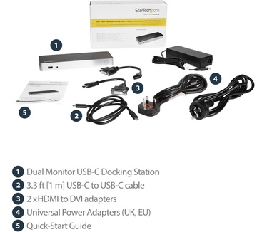 Startech.com Dual-Monitor USB-C docking station met MST 5x USB 3.0 poorten