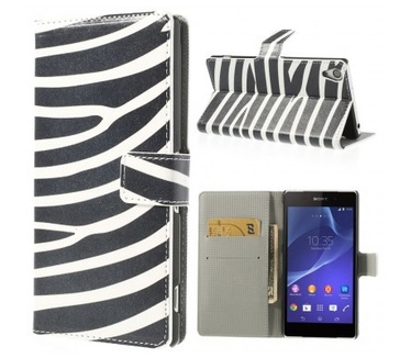 qMust Wallet Case met stand Sony Xperia Z2 (zebra)