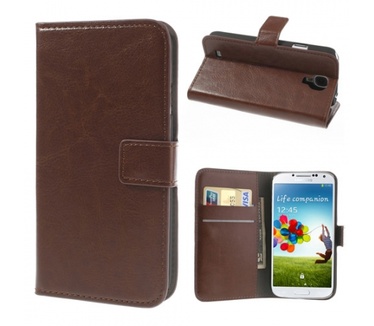 Kees KEES Lederlook Portemonnee Hoesje Samsung Galaxy S4 - Bruin