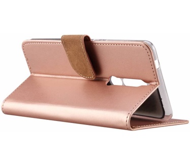 Luxe Lederen Bookcase hoesje voor de Nokia 5.1 - Metallic Roze (Noka 5.1) Rosé Goud