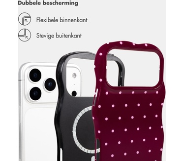 Selencia Vivid Wavy Backcover met MagSafe voor de Apple iPhone 17 Pro - Happy Dots Burgundy