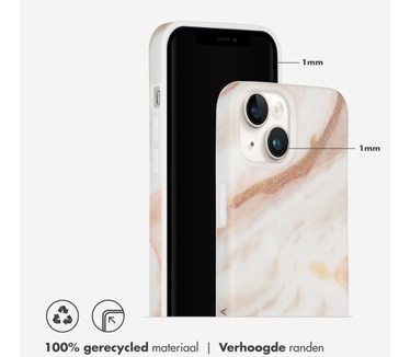 Selencia Aurora Fashion Backcover iPhone 14 - Duurzaam hoesje - 100% gerecycled - Wit Marmer