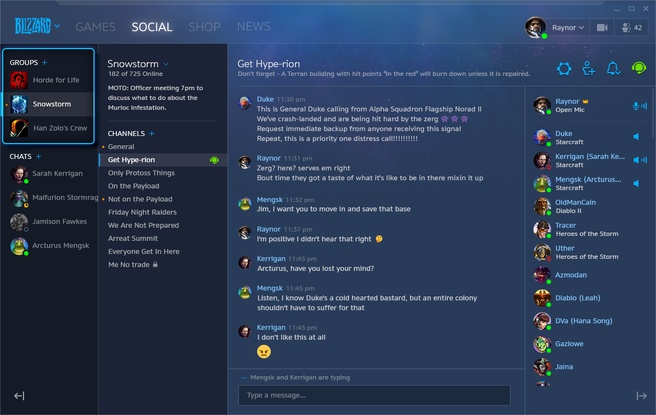Battle.net-app nieuwe groepchat