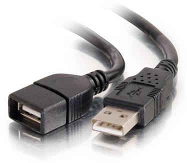 CablesToGo 3m USB 2.0 A mannelijk naar A vrouwelijk verlengkabel - Zwart