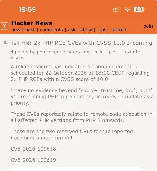 Hacker News: PHP-lekken incoming