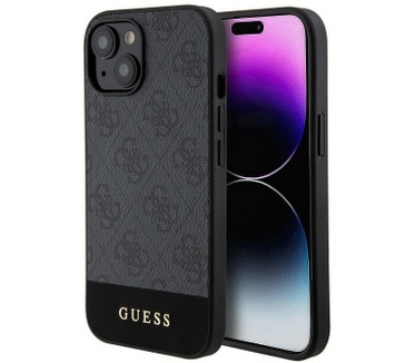 Guess 4G Stripe Back Case voor Apple iPhone 15 (6.1") - Grijs Grijs