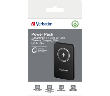 Verbatim Charge 'n' Go Magnetische Draadloze Power Bank 10000mAh Zwart