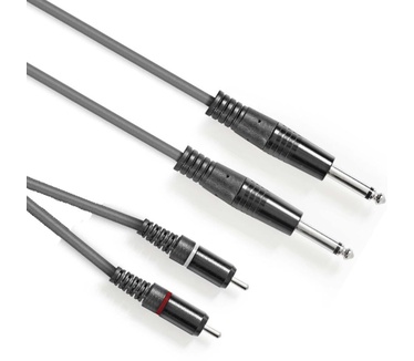 Allteq 2x Jack naar tulp - Kabel Zwart