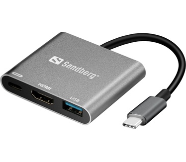 Sandberg USB-C Mini Dock HDMI+USB Aluminium, Wit