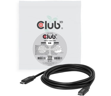 Club 3D USB-C® veilige kabel 240W zonder dataoverdracht 2m/6,56ft Zwart