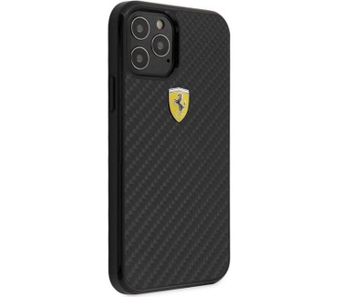 Ferrari Carbon Back Case - Apple iPhone 12/12 Pro (6.1") - Zwart Zwart