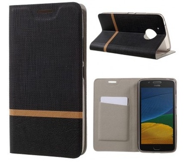 qMust Motorola Moto G5 Wallet Case - TPU frame - Zwart