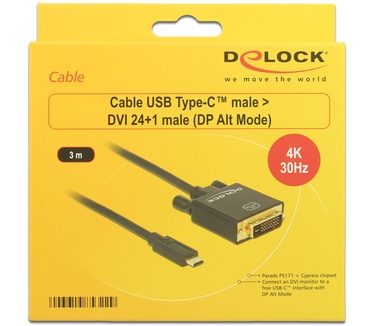 Delock 3m, USB-C/DVI 24+1