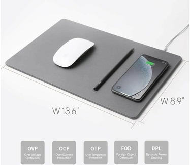 Pout HANDS3 PRO Fast Wireless Charging Mouse Pad - Grijs