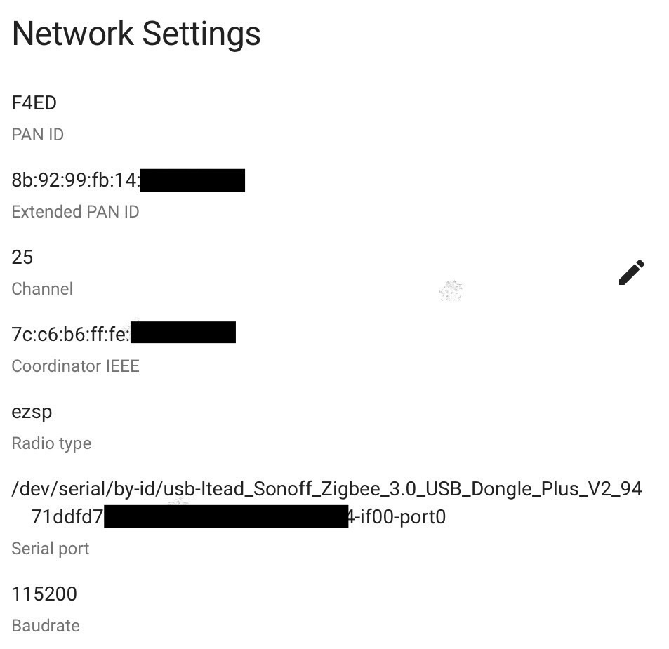 Sonoff Zigbee 3.0 Dongle Plus E - ZHA netwerk settings