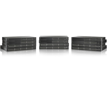 Cisco 500X Series Switch - 48-poorts + 4 SFP+ uplink poorten - Gigabit - Power over Ethernet - Layer 3 - Managed - stapelbaar