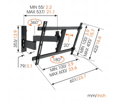 Vogel's WALL 3345 Draaibare tv-beugel 40"-65" Zwart