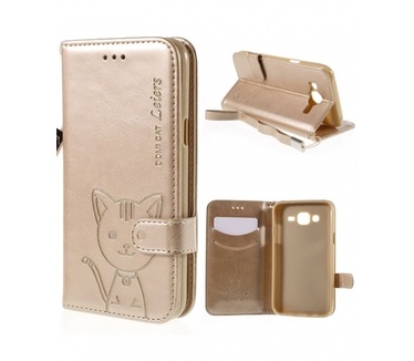 Samsung Galaxy J5 Leiers Domi Cat Series Leather Case Champagne
