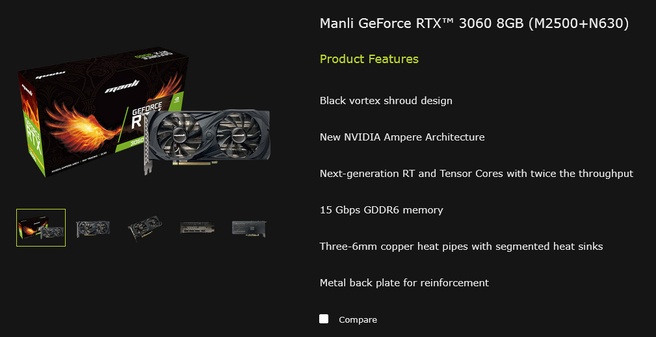 Manli GeForce RTX 3060 8GB