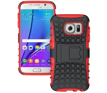 qMust Samsung Galaxy S7 Rugged Hybrid Case - Dual Protection - Red